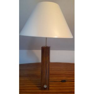 Lampe Sur Pied En Teck Marin Avec Nacre D&rsquo;Ormeau, Pied Massif - 90 Cm - Occasion