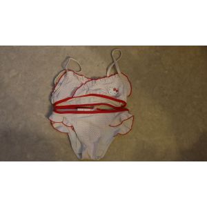 Maillot De Bain 2 Pi&egrave;ces Charmmy Kitty 8 Ans Blanc &Agrave; Pois Rouge Neuf - Occasion