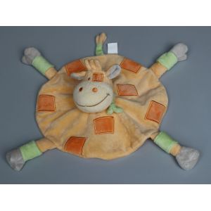 Doudou Girafe Vache Plat Orange Vert Gris Kimbaloo - Occasion