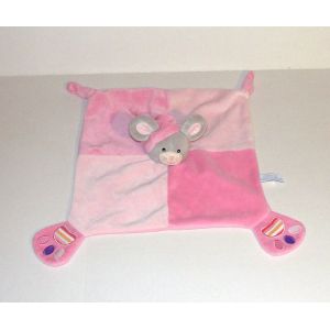 doudou souris gipsy gris rose empreinte peluche souris marionnette - Occasion