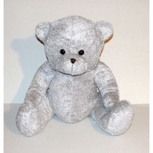 Peluche Ours Assis Gris Caloogan Doudou Ourson 33 Cm - Occasion