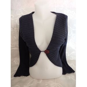 Gilet Boléro Taille 2 Bleu Jean À Manches Longues Jacqueline Riu - Occasion