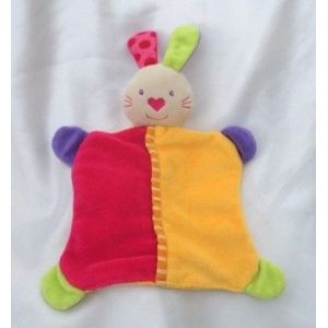 Doudou Plat Lapin Fushia Orange Vert Violet Truffe Coeur Dos Uni Baby Club C&A - Occasion