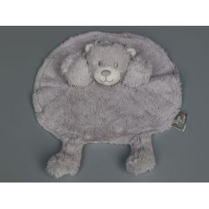 Doudou Ours Plat Gris Blanc Rond Tom Et Zoé - Occasion