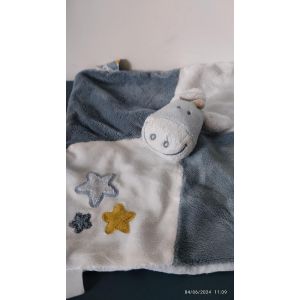 Doudou Plat Carre Ane Noukies Gris Bleu Blanc Etoiles - Occasion