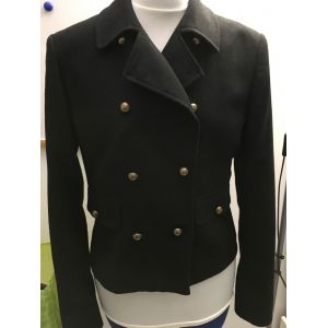 Veste Style Caban En Laine Caroll Bleu Marine Taille 40 - Occasion