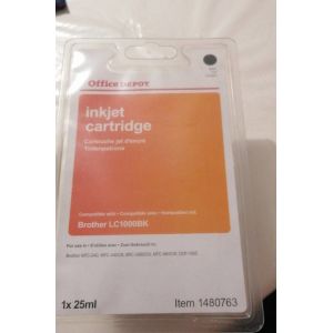 Cartouche noire jet d'encre pour imprimante Brother LC1000BK, 25 ml, Office Dépôt. Brother MFC-240, MFC - 440CN, MFC-5860CN, MFC-665CW, DCP-130C - Occasion