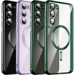 Coque MagSafe compatible Samsung Galaxy S23+ - Silicone transparente crystal anti-jaune et anti-rayures, protection caméra enveloppante, antichoc 3 couches, ultra-fine 1,5 mm, charge sans fil - Occasion