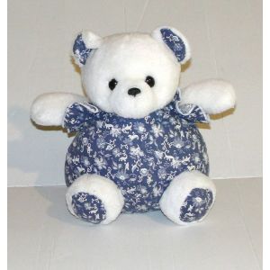 Doudou Ours Boule Ajena En Tissus Fleuries - Occasion