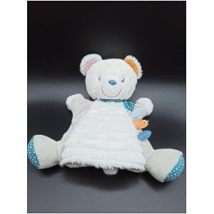 Doudou - Marionnette ours blanc et gris - oiseau - Nicotoy simba - Occasion