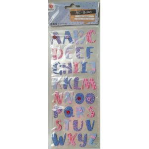 Planche Stickers Autocollants Alphabet Tissu Pour Scrapbooking, Carterie, D&eacute;coration... - Occasion