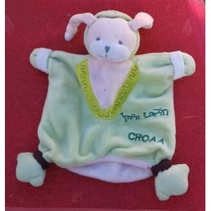 doudou et compagnie lapin d&eacute;guis&eacute; en grenouille marionnette broderie mon lapin crooaa - Occasion