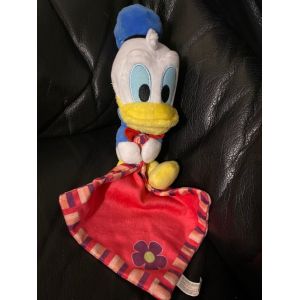 Doudou Peluche Donald Mouchoir Rose Fleur Violette Et Jaune Tommy Toys 30cm - Occasion