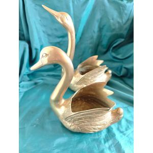 2 Cygnes Cache Pot En Laiton - Occasion