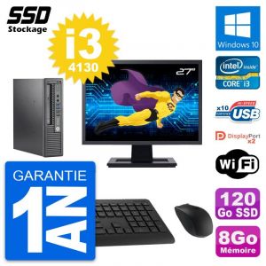 Mini PC HP 800 G1 USDT Ecran 27" Intel i3-4130 RAM 8Go SSD 120Go Windows 10 Wifi - Occasion