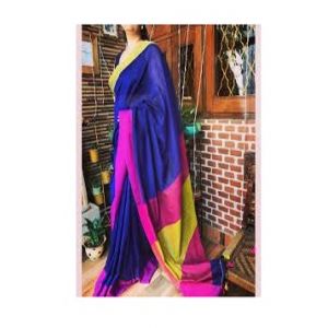 Sari Longue Pi&egrave;ce D'&eacute;toffe Saree V&ecirc;tement Indien Bleu & Couleurs Bande Tissu 6x1.20 M Voile Technic Drap&eacute; Tradition Voilage Varie Selon R&eacute;gion Femme Asie Sud Inde N&eacute;pal Bangladesh Sri Lanka Pakistan - Occasion