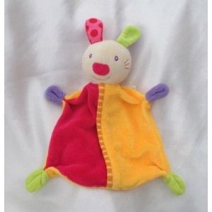 Doudou Plat Lapin Fushia Orange Vert Violet Truffe Ronde Baby Club C&A - Occasion