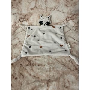 Doudou plat Raton laveur blanc noir empreintes Vertbaudet - Occasion