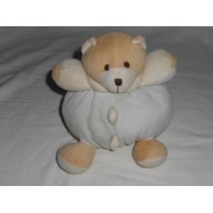 Doudou Peluche Ours Boule Creme Ecru Beige Ivoire Bouton Boutonniere Col Assis 14cm Takinou Tartine Et Chocolat Jollybaby Larsen - Occasion