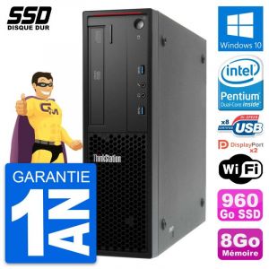 PC Lenovo ThinkStation P300 SFF Intel G3220 RAM 8Go SSD 960Go Windows 10 Wifi - Occasion
