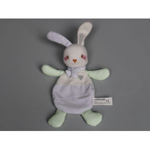 Doudou Lapin Plat Vert Gris Vertbaudet - Occasion