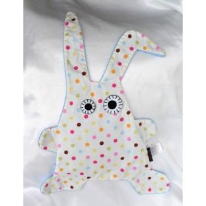 Doudou Peluche Plat LapinBlanc Pois Multicolore Verso Bleu Notsobig - Occasion