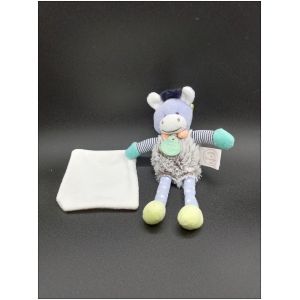 Doudou et compagnie - collection Choupi - doudou attache tétine âne avec mouchoir - Occasion