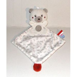 Doudou Ours Blanc Rond Gris Sucre D Orge - Occasion