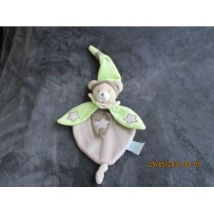 Doudou Plat Ours Vert/Marron Luminescent/Phosphorescent Baby Nat - Occasion
