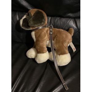 Doudou peluche chien saint Bernard marron et banc keel toys laisse 24cm - Occasion