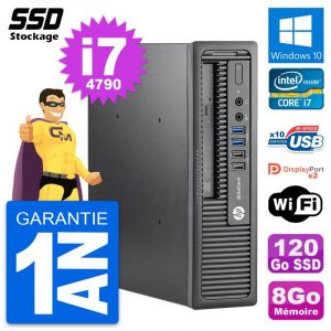 Mini PC HP EliteDesk 800 G1 USDT Intel i7-4790 RAM 8Go SSD 120Go Windows 10 Wifi - Occasion