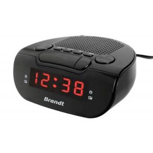 Radio réveil Brandt BCR173 noir Arrêt programmable Affichage LED rouge Système audio Mono alimentation électrique secteur et piles alarme double alarme répétition FM/AM FM / AM - Occasion
