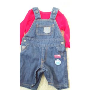 Ensemble Bébé Garçon Salopette En Jean &#34creeks&#34 &#43 Haut &#34h&ampm&#34 Taille 3 Mois Idée Cadeau - Occasion