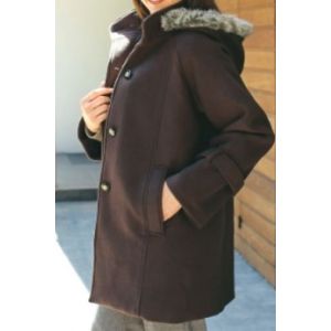 Claire Neuville Manteau Court En Polaire Chocolat T42 - Occasion