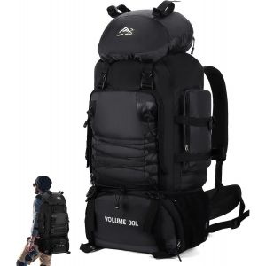 90l Sac À Dos De Randonnée, Sac À Dos Trekking Pour Homme Et Femme Camping Sac À Dos Léger Et Imperméable Sac À Dos Grande Capacité Multifonction Pour Escalade Trekking Camping (Noir)(Q31) - Occasion