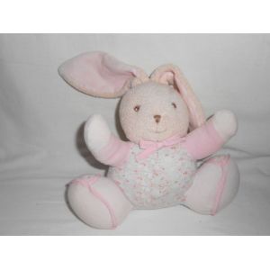 Doudou Musical Peluche Lapin Rose Vert Bleu Creme Ecru Beige Noeud Liberty Boite A Musique Kaloo - Occasion