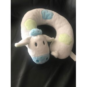 Doudou Peluche Tour De Coup Âne Vache Bleu Et Vert,Blanc - Occasion