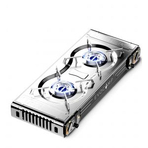 Evocamp Réchaud De Camping 2 Feux À Gaz Avec Allumage Piézoélectrique, Réchaud À Gaz Portable Pour Msf-1a 227g Cartouche De Gaz, Cuisinière À Gaz, Idéal Pour Le Camping, Le Barbecue - Occasion