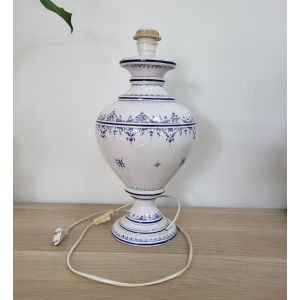 Pied De Lampe Blanc Bleu Baleine À Moustiers - Occasion
