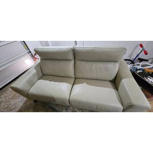 Canap&eacute; 3 Places En Cuir(Beige) Double Relax &eacute;lectrique - Occasion