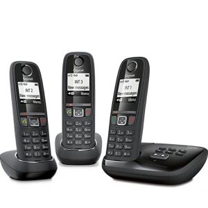 Téléphone répondeur 3 combinés Gigaset AS470A trio: (marque de référence en téléphonie). - Occasion