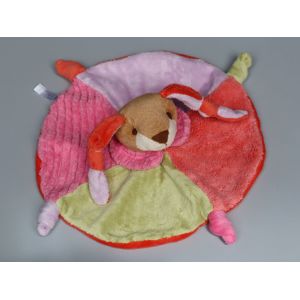 Doudou Lapin Plat Rond Rose Vert Maxita - Occasion