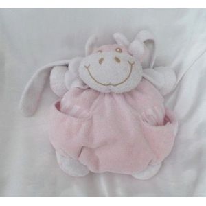 Doudou Peluche Boule Vache Tartine Et Chocolat Rose Et Blanc Tartine Et Chocolat - Occasion