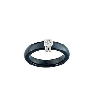 K-Jeell - Bague Solitaire En Céramique Noire Or Blanc Et Diamant T52 - Occasion
