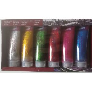 6 Tubes De Peinture Acrylique Pailletée75ml - Occasion