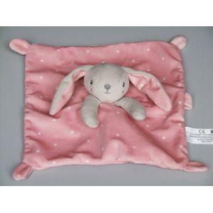 Doudou Lapin Plat Gris Rose Attache Tétine Simba Toys - Occasion