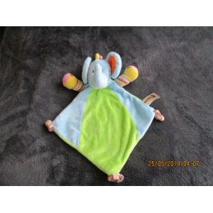Doudou Plat &Eacute;l&eacute;phant Vert Et Bleu Nicotoy Simba Dickie - Occasion