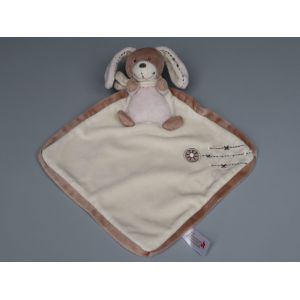 Doudou Lapin Plat Marron Beige Rose Nicotoy - Occasion