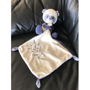 Doudou Plat Panda Bleu Gris Écru Mouchoir Écru Bleu Simba Toys Nicotoy 33cm - Occasion