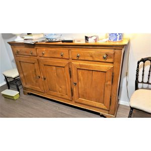 Commode Ancienne Style Buffet En Bois Merisier 3 Portes 3 Tiroirs - Occasion